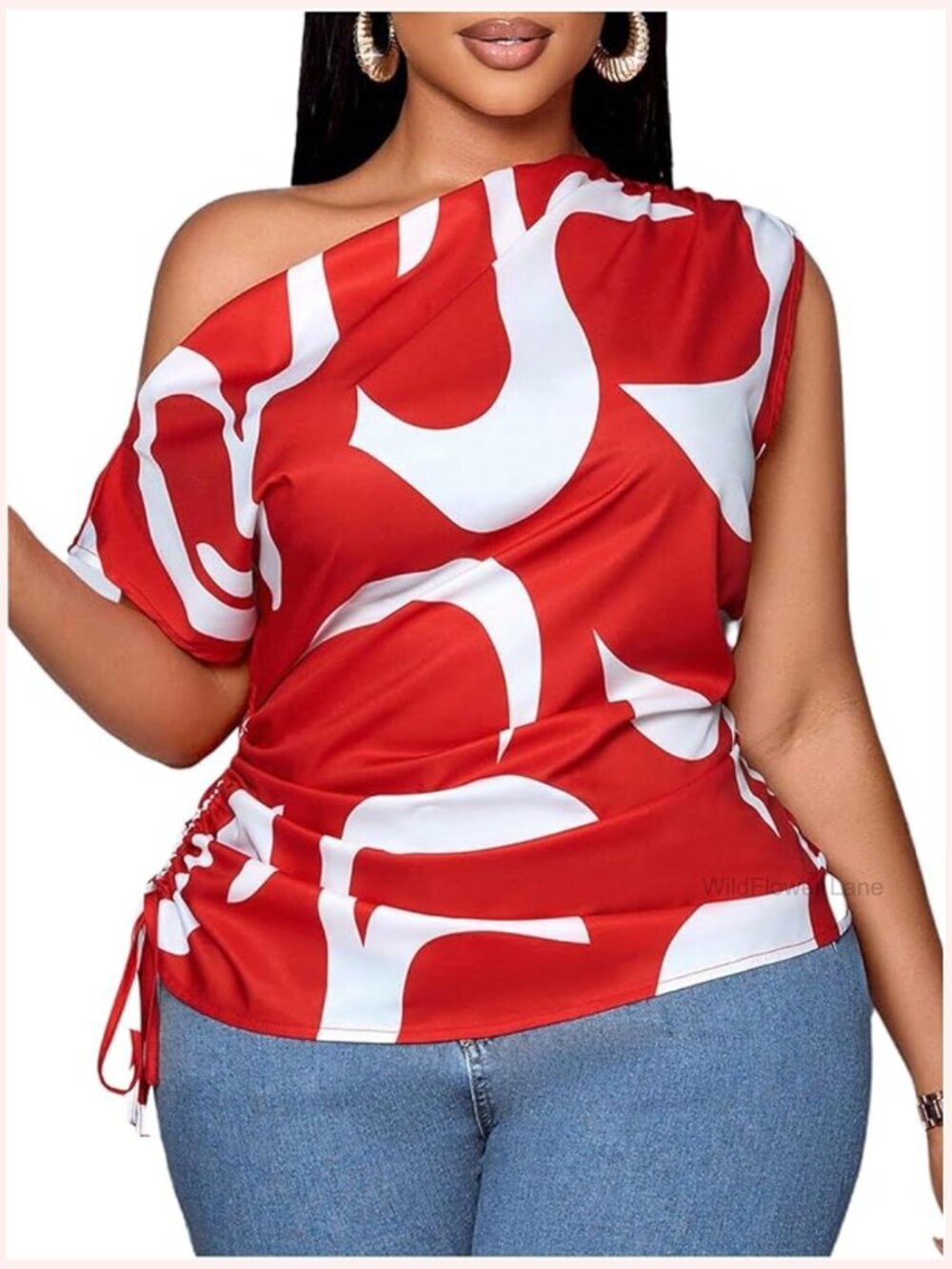 Plus Size Off Shoulder Ruched Blouse Dressy Going Out Top Cap Sleeve
